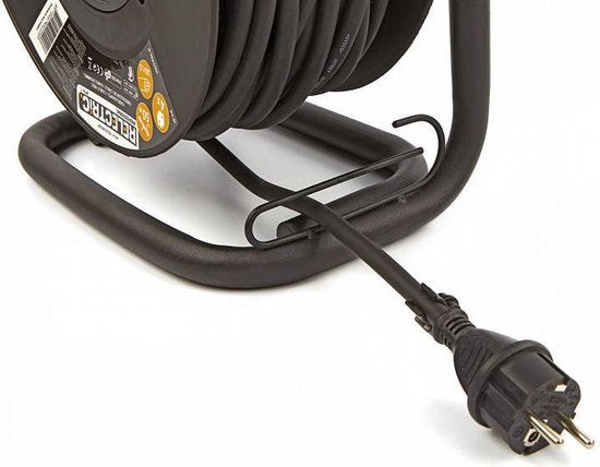 Enrouleur de câble Relectric Pro – 40 m – 4 prises – Avec bouton d'enroulement – Terre – IP44 – RELEC493111