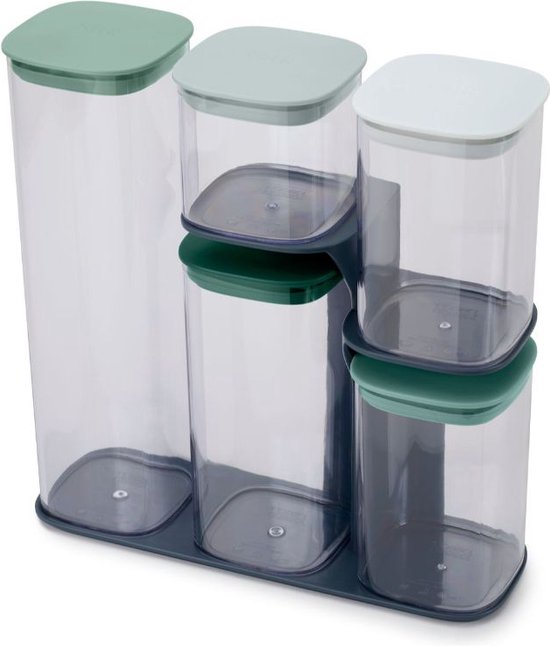 Joseph Joseph Editions Boîtes de conservation - Bocal de rangement avec support - Lot de 5 pièces - Vert