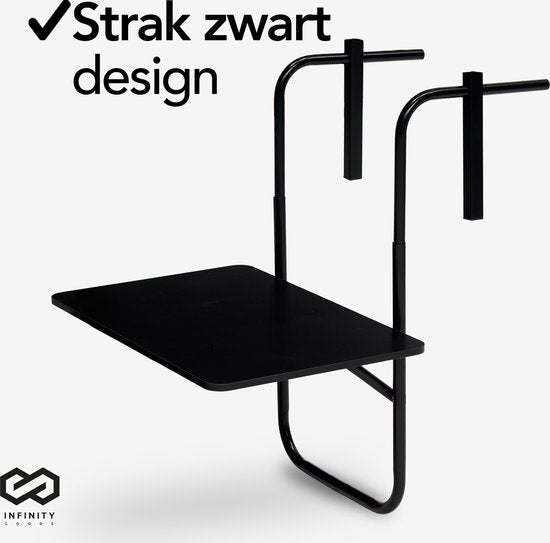 Infinity Goods Table de balcon - pliante - 40 x 60 CM - réglable - suspendue - noire