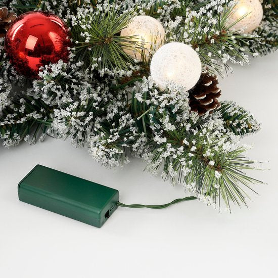 Black Box Trees Kaprun Couronne de Noël Étoile avec lumières LED blanc chaud - Ø60 cm - Vert givré, rouge