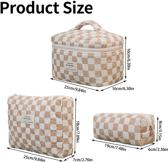 Skycases Travel Essentials - Trousse de maquillage 3 pièces - Coton écologique - Organisateurs floraux matelassés - Spacieuse, durable et idéale pour les voyages