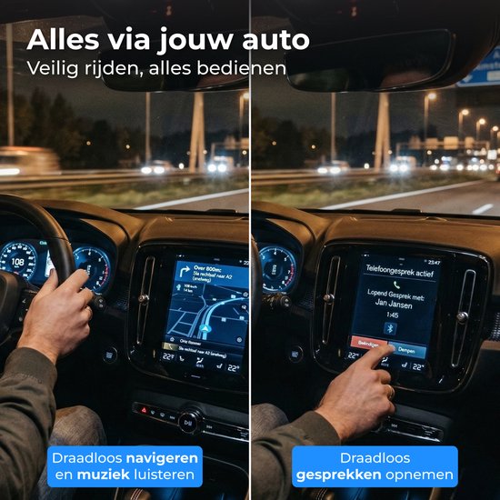 Nuvance CarPlay Dongle - Bluetooth Dongle - CarPlay Wireless - USB & USB C - Convient à Android Auto & CarPlay