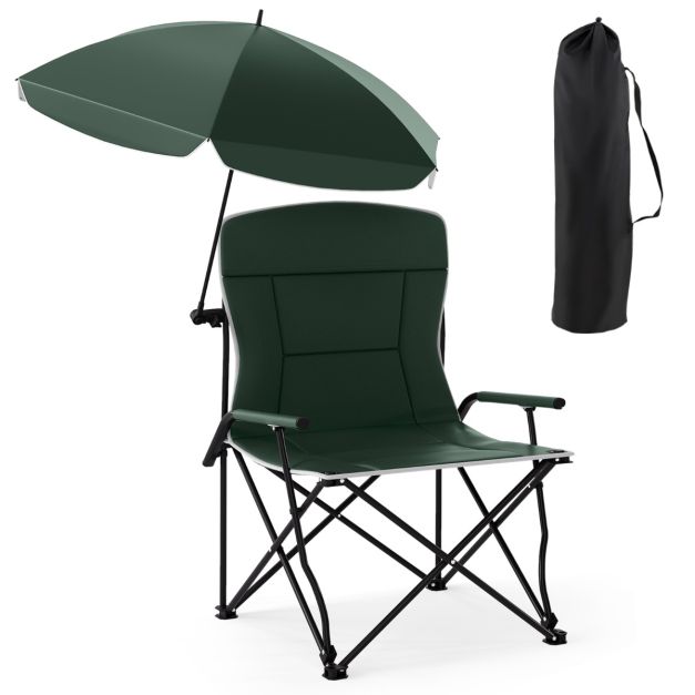 Chaise de camping pliable Coast avec parasol - Rembourrée - 150 kg - Sac de transport