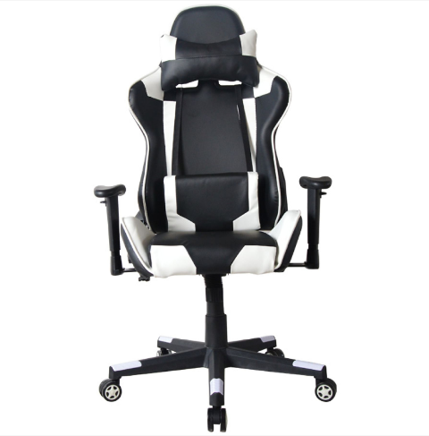 Fauteuil gaming VDD HUKY1010_WITZWART - Dossier réglable à 180° - Rotation à 360° - 120-130 cm - Noir/Blanc