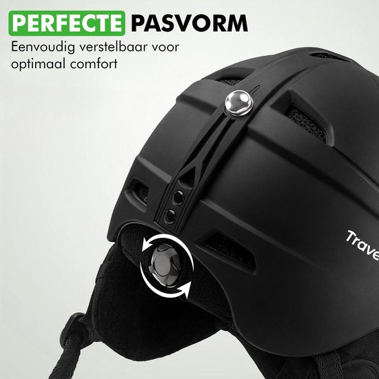 Travelhawk Casque de ski - Casque de snowboard - Casque de ski - Unisexe - Noir - S
