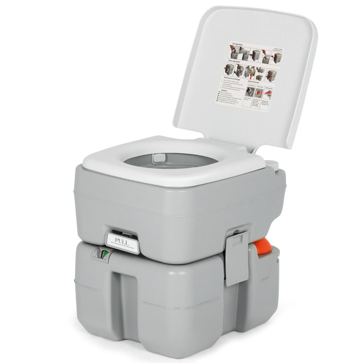 Toilettes de camping portables Coast - Réservoirs séparés - 10 L d'eau propre, 20 L d'eaux usées - Gris