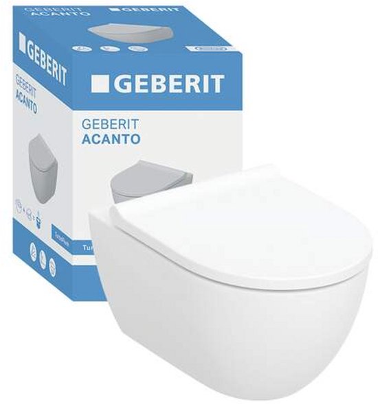 Ensemble de WC suspendu Geberit Acanto - chasse d'eau profonde « turboflush » 36 x 53 cm - siège de WC - fermeture en douceur - démontage rapide - blanc