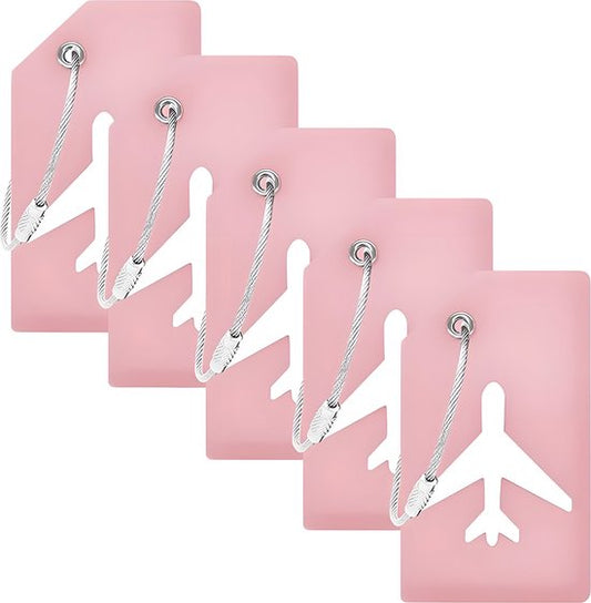 EverNeeds Etiquette de bagage - Silicone - Etiquette de bagage pour valises - Etiquettes de bagage - Rose - 5 pièces