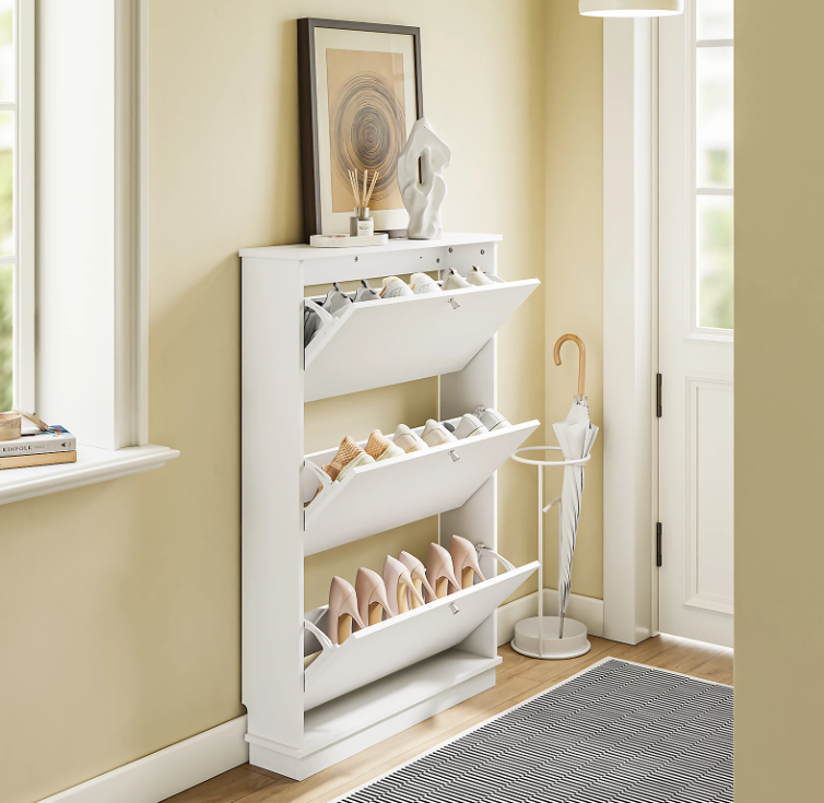 Armoire à chaussures SoBuy 76 x 18 x 113 cm - Blanche - Peut contenir 12 paires de chaussures