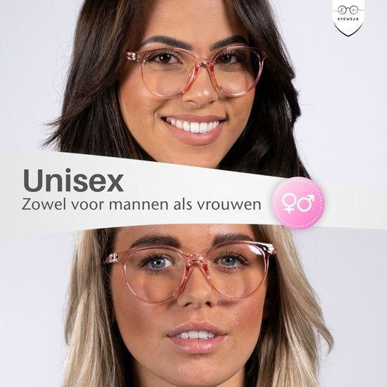 LC Eyewear Lunettes d'ordinateur - Lunettes à lumière bleue - Lunettes d'affichage - Unisexe - Rose transparent