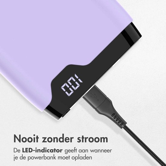 imoshion Powerbank 20000 mAh - Chargeur rapide 22,5W - Indicateur LED - USB C & USB A - Convient à iPhone et Samsung, entre autres - Universel - Lilas