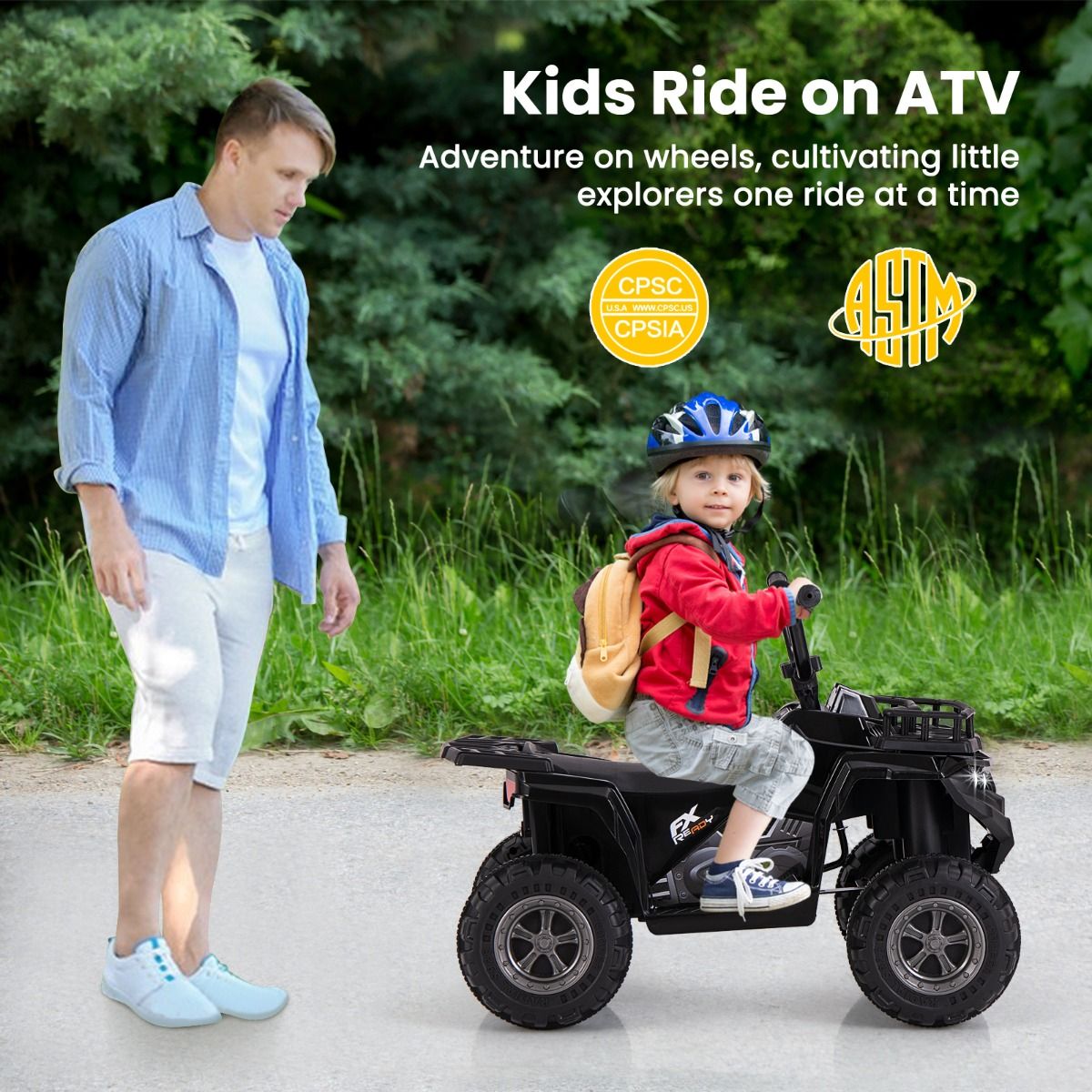 Quad électrique pour enfants Coast - avec lecteur MP3 - marche avant et arrière - noir