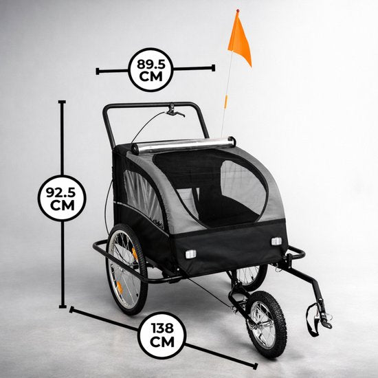 Outbee Bicycle Trailer For Kids - 2 in 1 Bicycle Trailer And Stroller - Kids' Bicycle Trailer - Kids' Buggy - 3 Wheels - With Flag