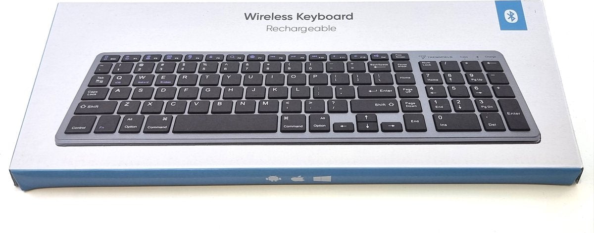 Trendfield Wireless Keyboard - Clavier Bluetooth - Touches silencieuses - Rechargeable - Qwerty - Space Grey