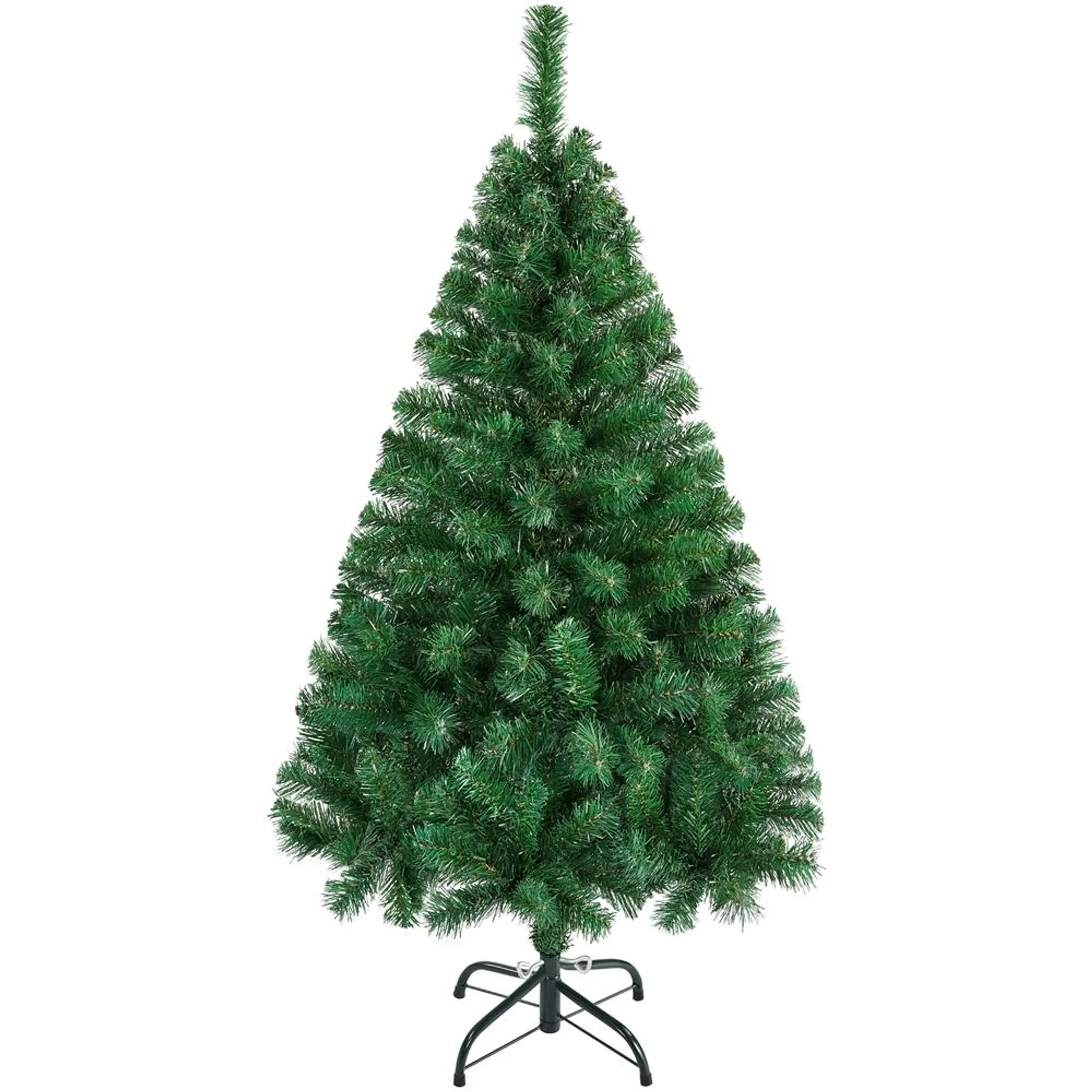 Yaheetech Arbre de Noël artificiel 124 cm - avec 208 branches, base en métal pliable et pieds de protection en caoutchouc - pour la décoration du salon et de la table - PVC vert et métal