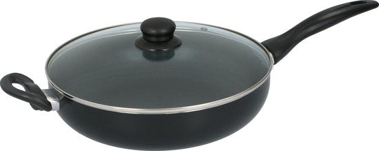 Alpina Poêle à frire - Ø28cm - avec couvercle en verre - antiadhésive - toutes sources de chaleur - aluminium/verre