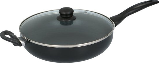 Alpina Poêle à frire - Ø28cm - avec couvercle en verre - antiadhésive - toutes sources de chaleur - aluminium/verre