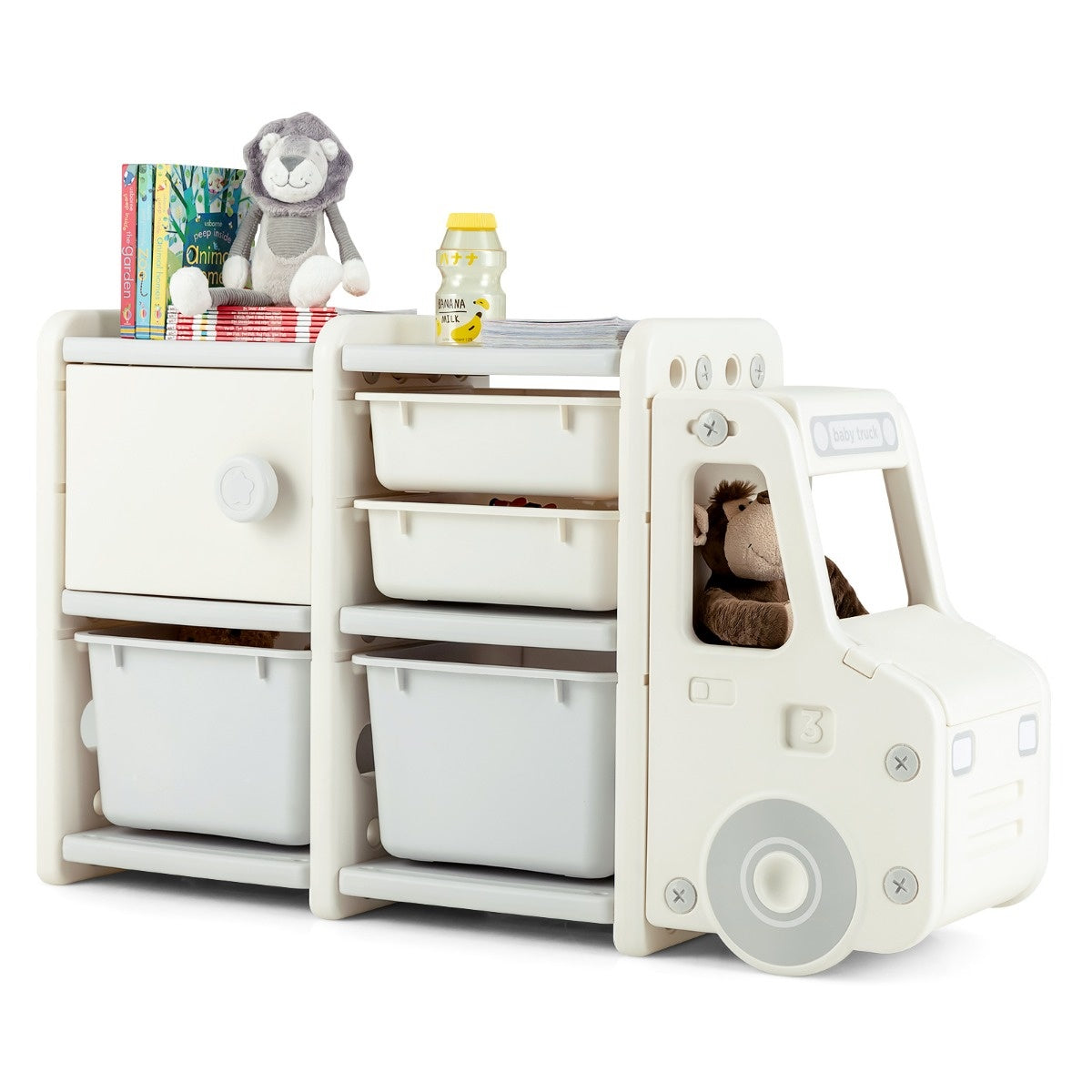 Coast Toy Rack 2 Level étagère pour enfants avec tiroirs et boîtes de rangement 110 x 32 x 66 cm