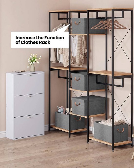 Rootz Lot de 5 boîtes de rangement pliables - Bacs de rangement - Conteneurs pliables - Couvercles de protection - Peu encombrants - Conception durable - 20 L, 27 L, 36 L, 51 L