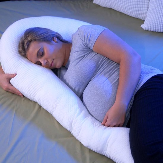 Dreamolino Swan - oreiller ergonomique pour dormir sur le côté - oreiller confort 7 en 1 - offre un soutien et une stabilisation - oreiller de grossesse - oreiller d'allaitement - oreiller de corps respirant