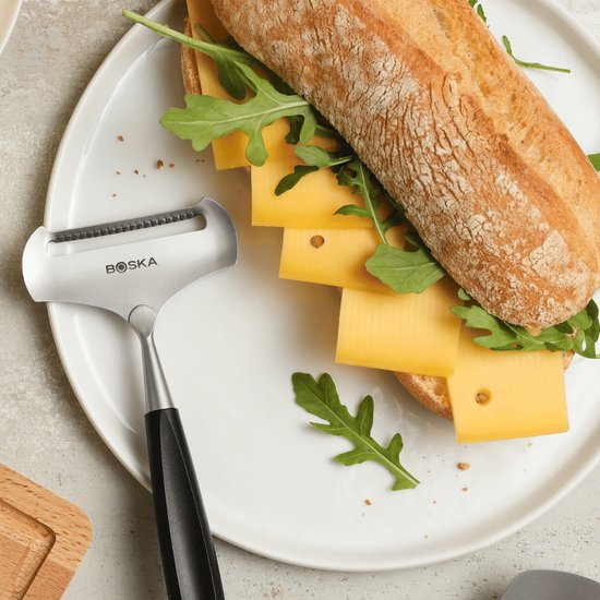 Boska Cheese Slicer Soft Milano+ - Trancheuse pour fromages jeunes - acier inoxydable - Lavable au lave-vaisselle - Trancheuse à fromage Noir - Idées cadeaux - Ustensiles de cuisine - Accessoires de cuisine - Garantie 10 ans