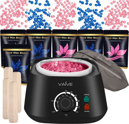 VAIVE Professional Wax Device - Wax Beans Heater - Hair removal kit - Heater - Includes Hard Wax Beans and Spatulas