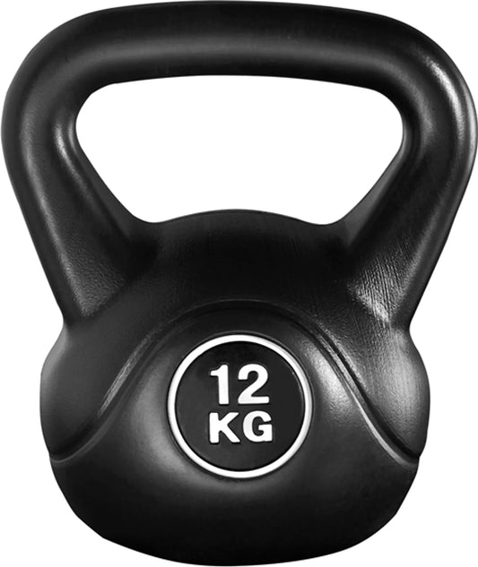 Yaheetech Kettlebell 12 kg - 26 x 22 x 30 cm - Boîtier en plastique dur, bords arrondis et base plate - Pour l'entraînement de la force et l'utilisation à domicile - Plastique noir et béton
