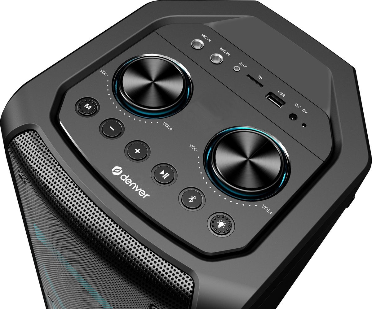 Haut-parleur Denver, Bluetooth, Party Box Disco, Lights, Noir