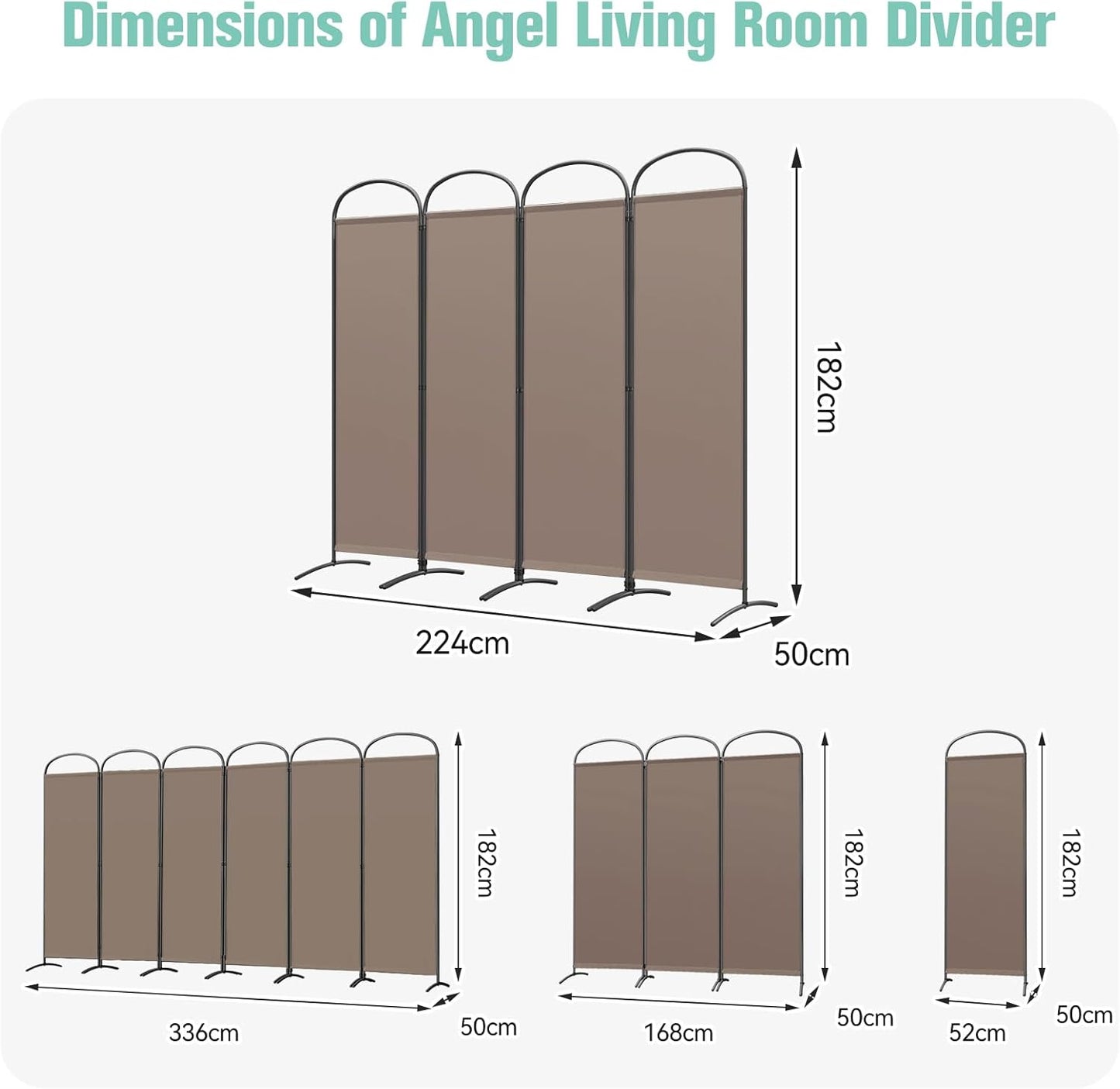 Angel Living Paravent - 4 Panneaux - 224 x 182 cm - Marron