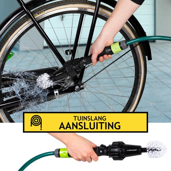 Dunlop Cleaning Brush - Brosse à jantes - avec connecteur de tuyau 3/4" - rotatif - bouton de réglage du débit - 2 brosses