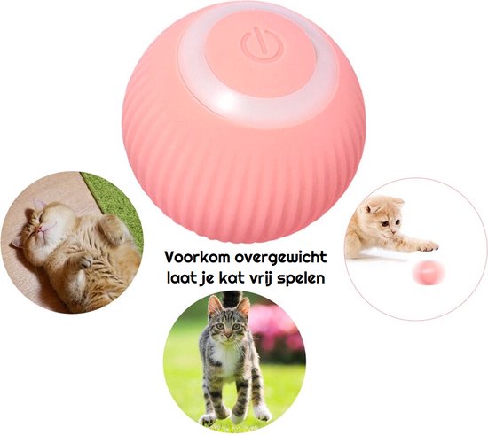 Otiume Jouet pour chat intelligent - balle roulante interactive pour chats - jouets pour chats - rechargeable par USB - Rose