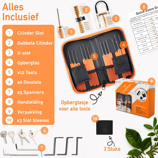 Happy Goods Lockpick Set - Lockpicking Set - 32-piece - Survival Kit - Beginners & Professional - 3x Practice Lock - Lock Pick - Survival Kits