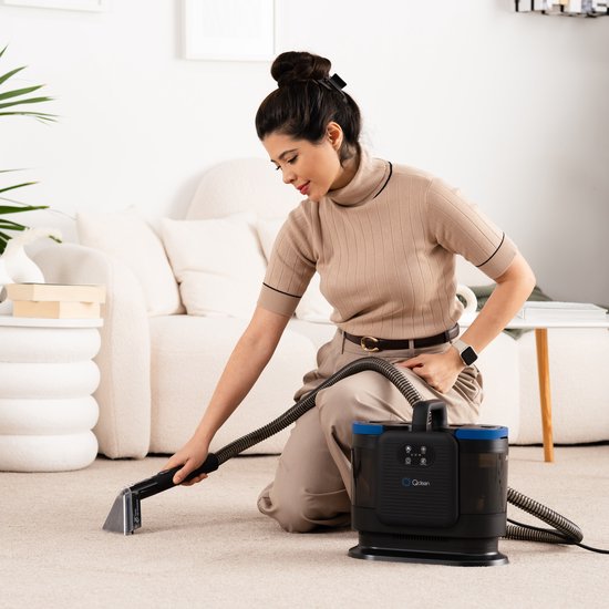 Nettoyeur de tapis Qclean® - Nettoyeur de taches et nettoyeur à vapeur 4-en-1 - Vapeur à 105 °C - Nettoyeur de canapés - Autonettoyant - Produit nettoyant inclus