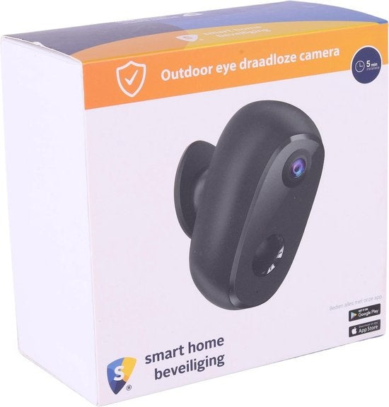 Caméra de sécurité extérieure sans fil sur batterie - avec application wifi & vision nocturne, carte sd et support - Smart Home Security