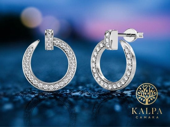 Yolora Boucles d'oreilles pour femmes avec cristaux Kalpa Camaka - Argent - Plaqué or blanc 18K - Boucles d'oreilles pour femmes - Boucles d'oreilles - Bijoux - Coffret cadeau de luxe - Coffret cadeau - Coffret cadeau exclusif - Bel emballage cadeau