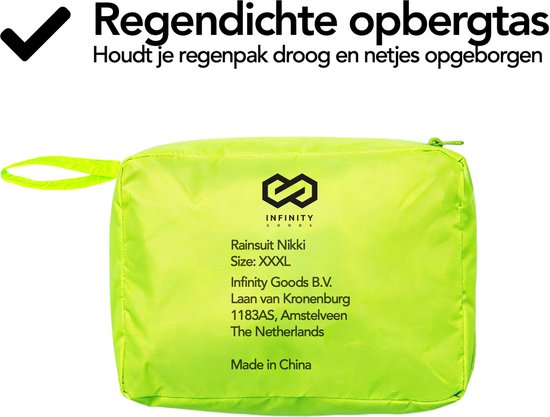 Infinity Goods Combinaison de pluie Nikki - Femmes et hommes - Taille XXXL - Imperméable et respirante - Réfléchissante - Jaune fluo
