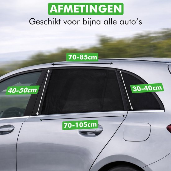 Travelhawk Sunshade Car Baby - 2 Pieces - Pare-soleil voiture - Protection UV pour bébé et enfant - Pare-soleil vitres latérales - Noir