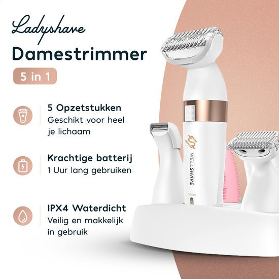 Wellshave 5 in 1 Ladyshaves for Women - Shaver Female - Epilady - Bikini trimmer Ladies - Tondeuse pour femmes et dames