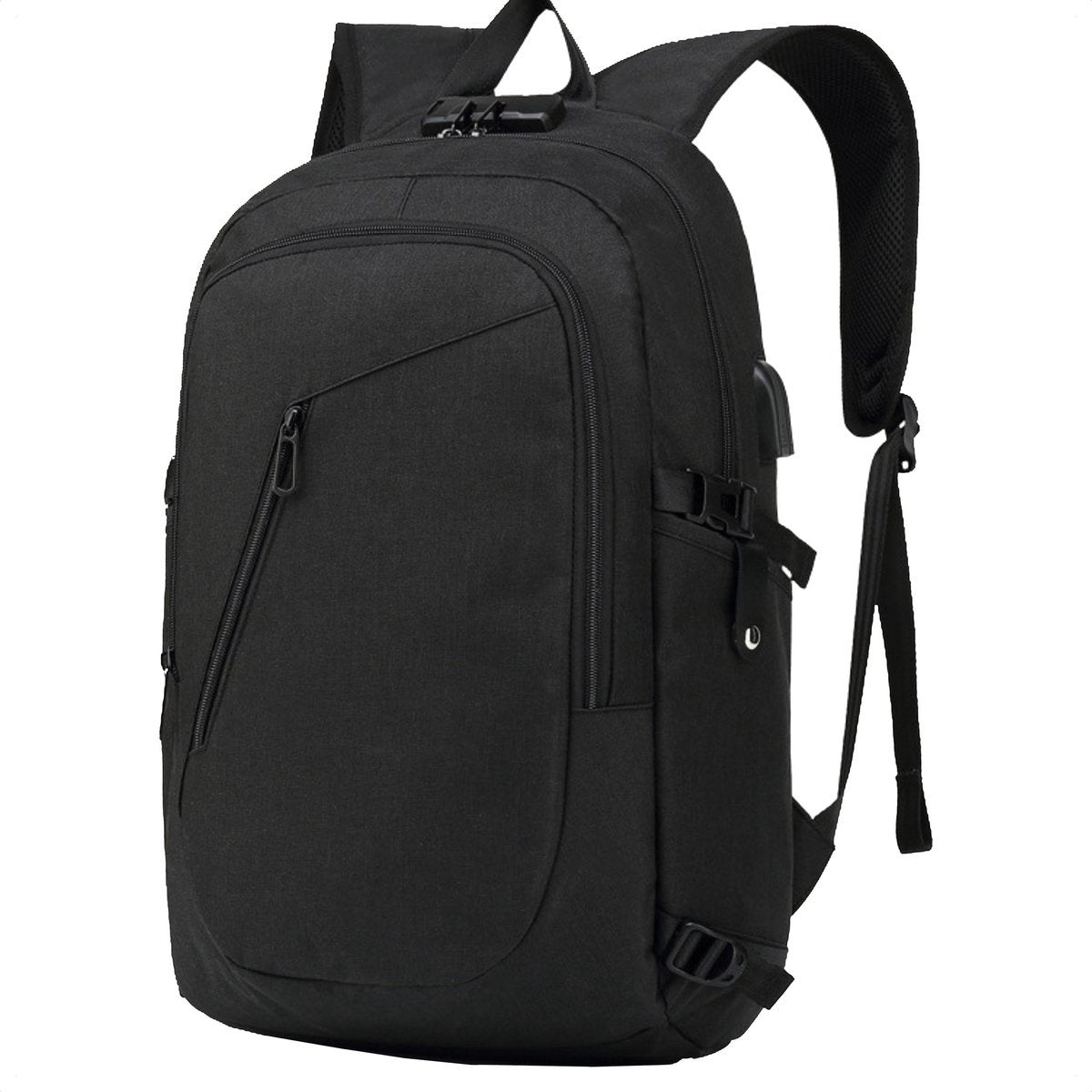 Sac à dos pour ordinateur portable - Cartable - Sac à dos - Sacoche pour ordinateur portable - Station de recharge USB - Tissu hydrofuge - 35 à 39cm - Noir