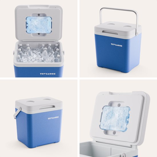 TRVLMORE Cool Box 14L - 47 heures de réfrigération - Frigobox - Elément réfrigérant inclus - Cool Box Small - Bleu