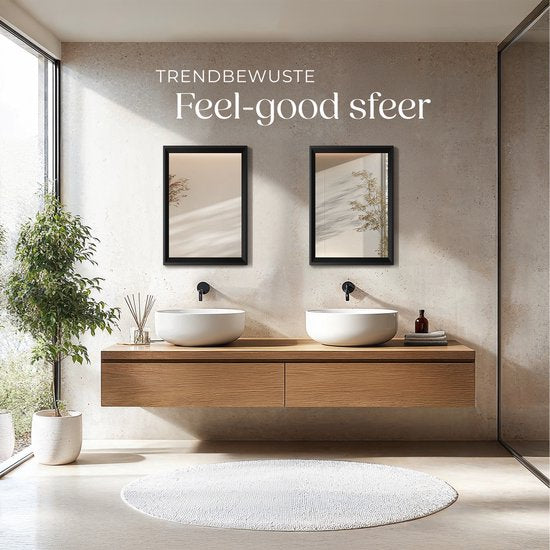 tectake® - Miroir mural Elina - Miroir de salle de bain - Miroir rectangulaire avec cadre en plastique solide - 40x60 cm - Miroir pour la salle de bain, le salon ou la chambre à coucher