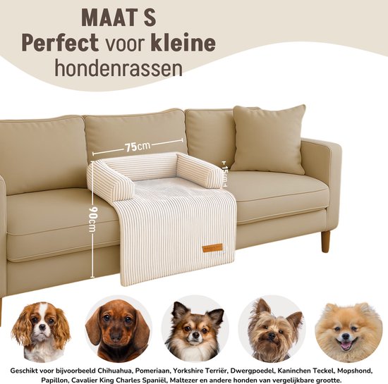 By Cee Cee Original Dog Rug Bench - Panier pour chien - Premium - Entièrement zippé - Tissu côtelé - Beige - 75x90 - Taille S