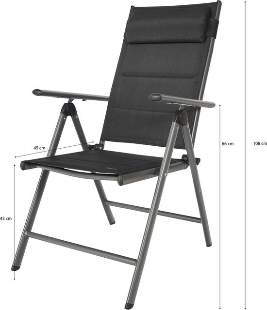 Chaise de camping AXI Mack – Chaise à plusieurs positions – Anthracite et noir – Respirante et résistante aux intempéries – Capacité de charge de 120 kg – Positions réglables et pliable – Chaise pliante confortable – Légère