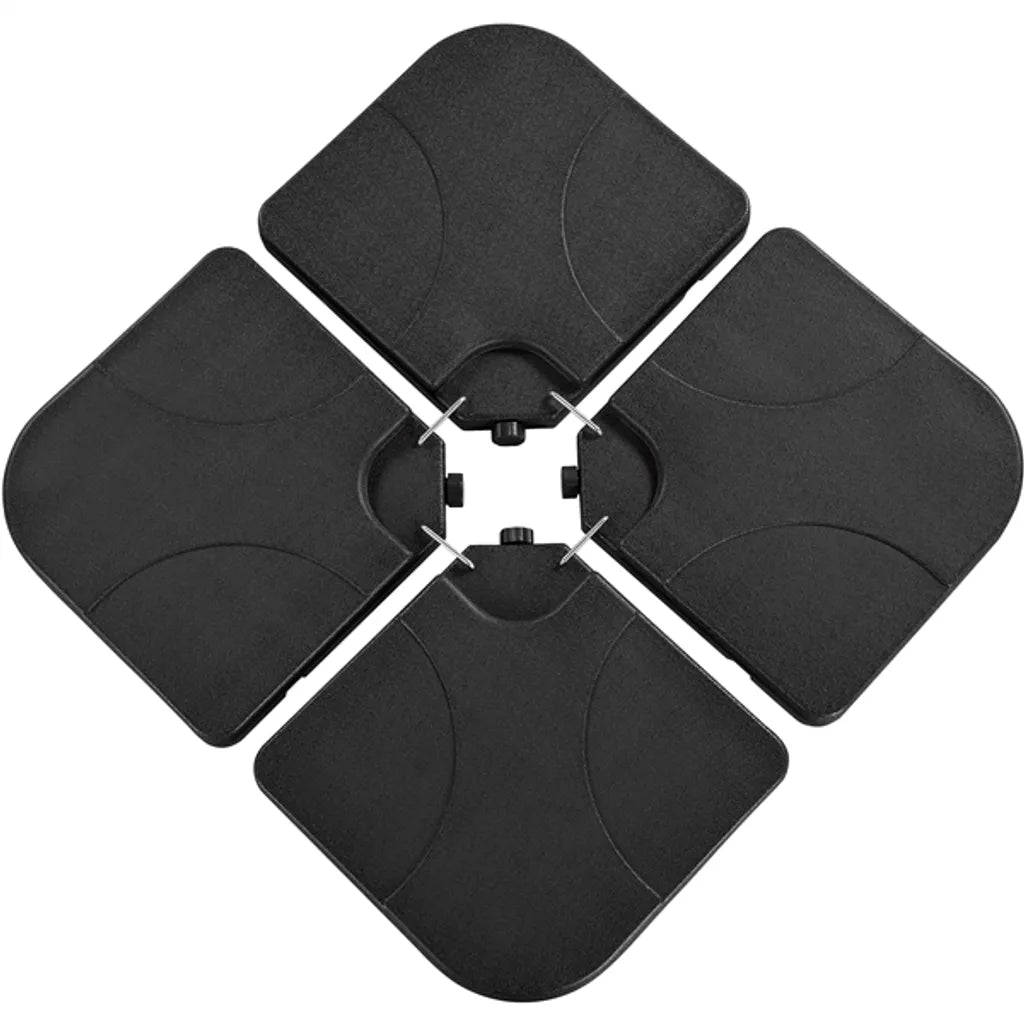 Pied de parasol Yaheetech en 4 parties, 103,5 x 103,5 cm - Noir - Pied de parasol à remplir d'eau ou de sable pour parasol suspendu