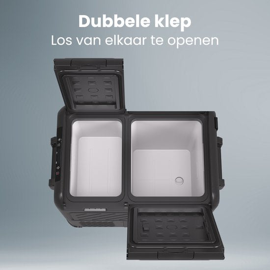 Auronic Electric Cool Box - Compresseur - Deux zones - 12V 230 Volt - Voiture - 45L - Frigobox - Noir/Gris