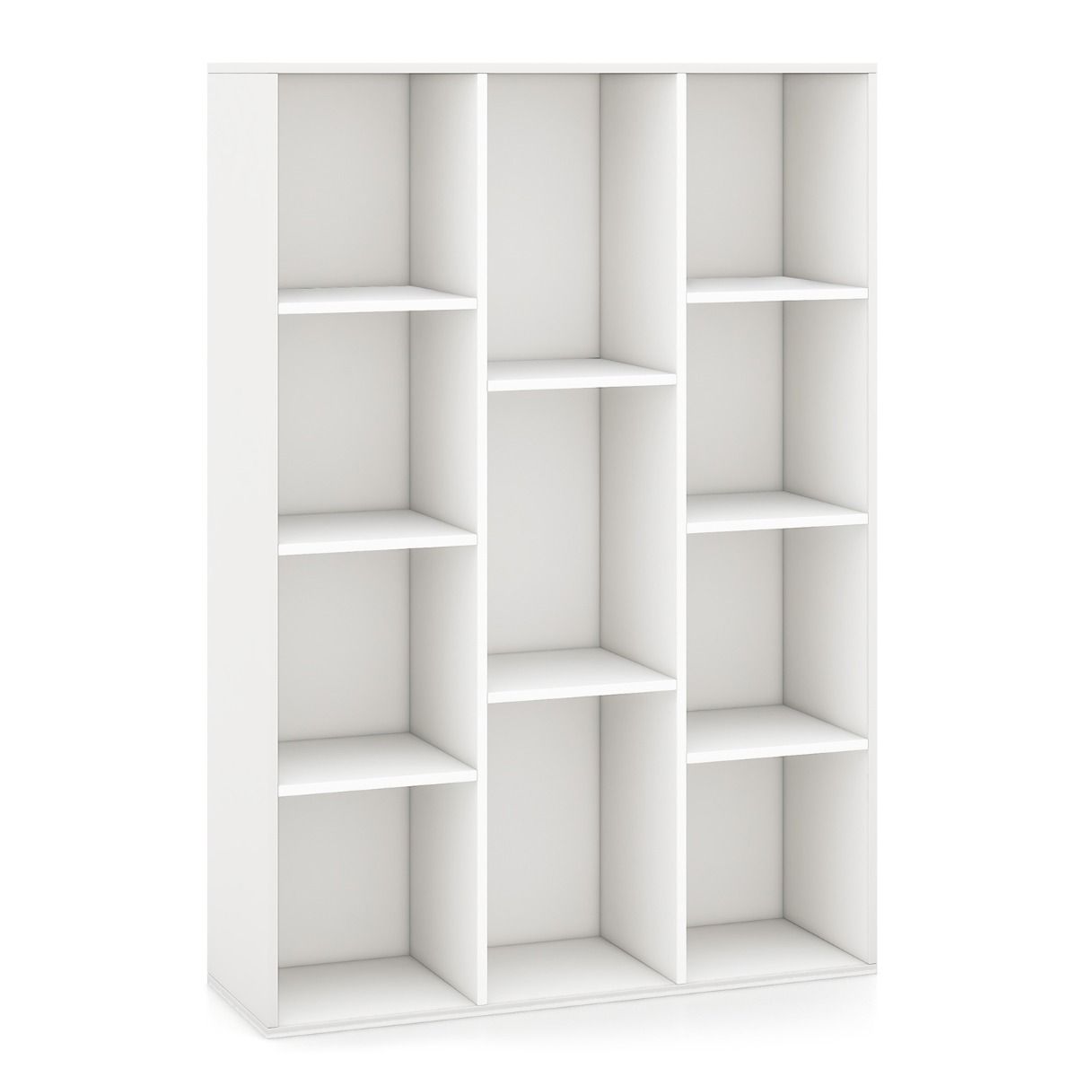 Coast Bookcase 11 Compartments White 74x24x106 cm - Etagère géométrique moderne avec protection contre le basculement