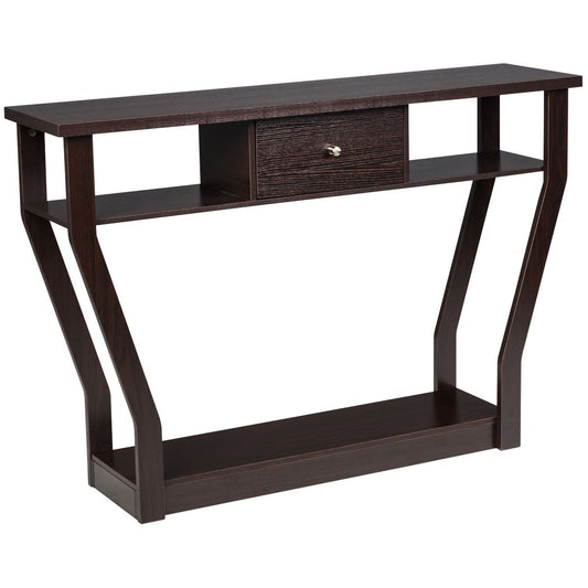 Table console Coast - 3 niveaux - Avec tiroir - MDF - 120 x 30 x 81 cm - Brun