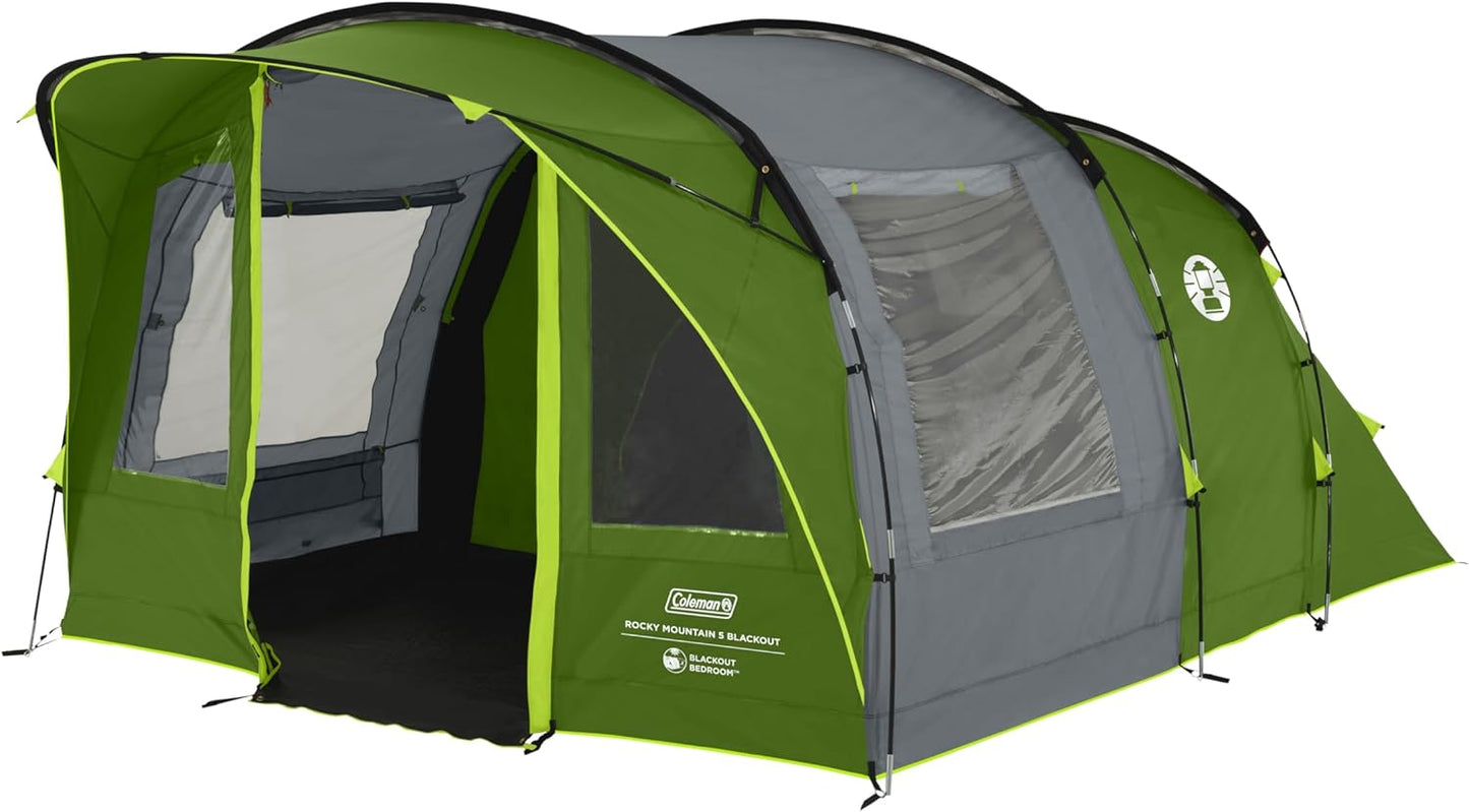 Coleman Rocky Mountain 5 Blackout Tent - Toile de tente en polyester durable - Vert/Gris