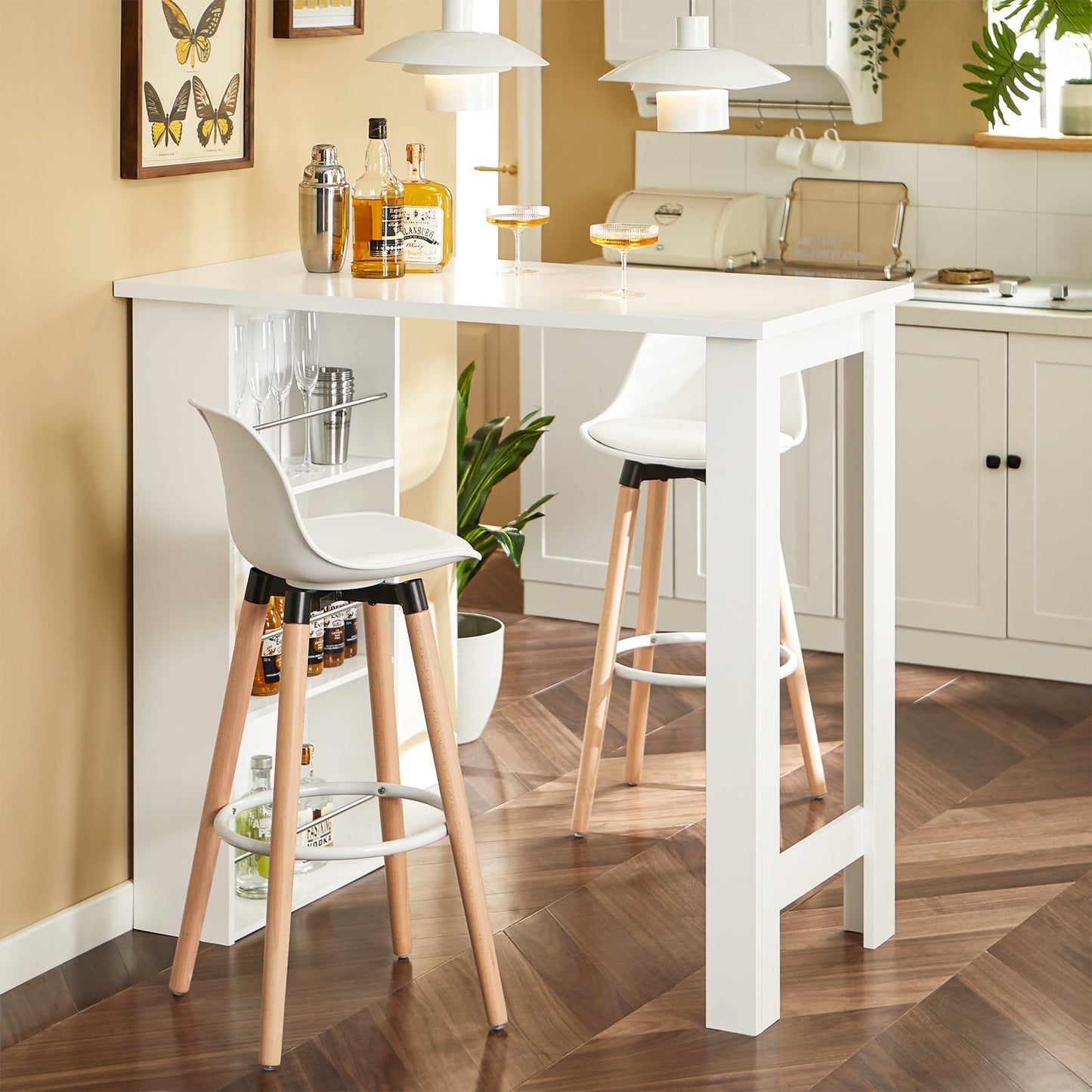 Table de bar - SoBuy - 3 compartiments - 106x57x112 cm - Blanc