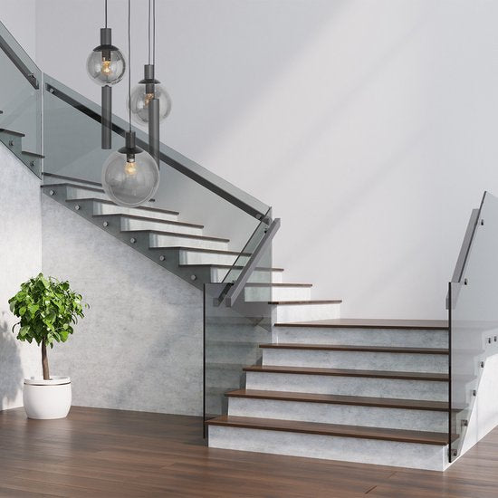 Steinhauer - lampe suspendue - Bollique LED - noir - verre métal verre fumé - Ø 60cm - E27 GU10 - 3800ZW